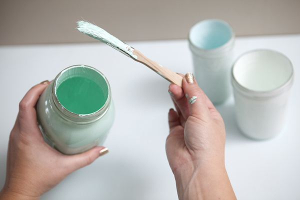 Something Turquoise DIY hand painted glass jars