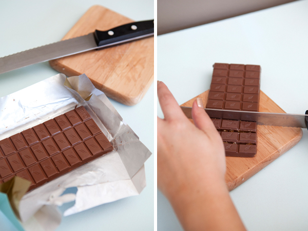 cutting chocolate bars
