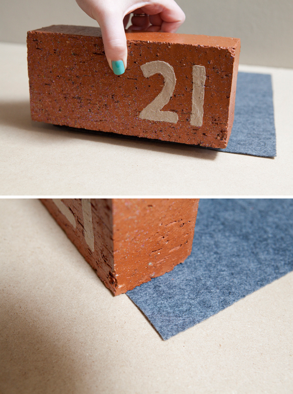 DIY painted brick table number by Something Turquoise for Sparkle & Hay