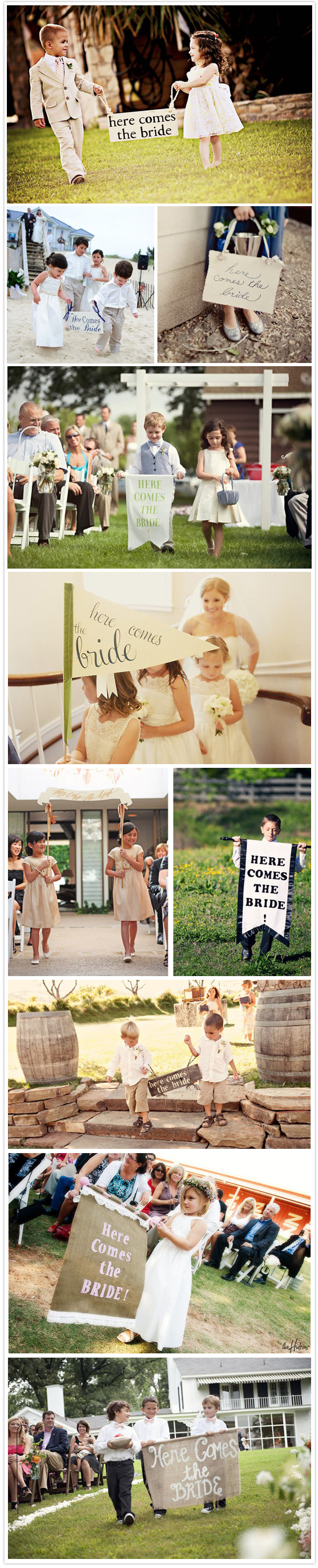Here comes the bride wedding signs