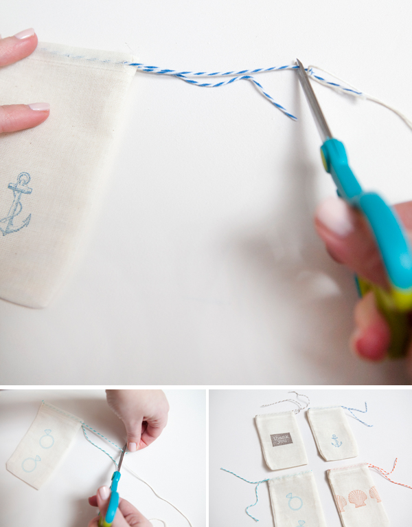 hand-stamped muslin favor bags diy tutorial 