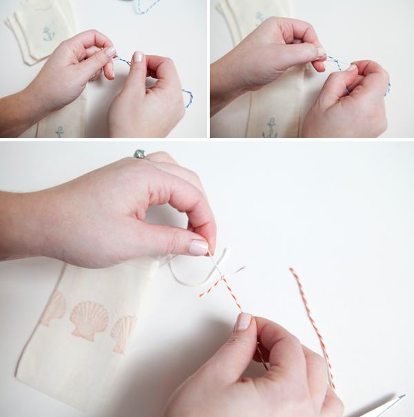 hand-stamped muslin favor bags diy tutorial 