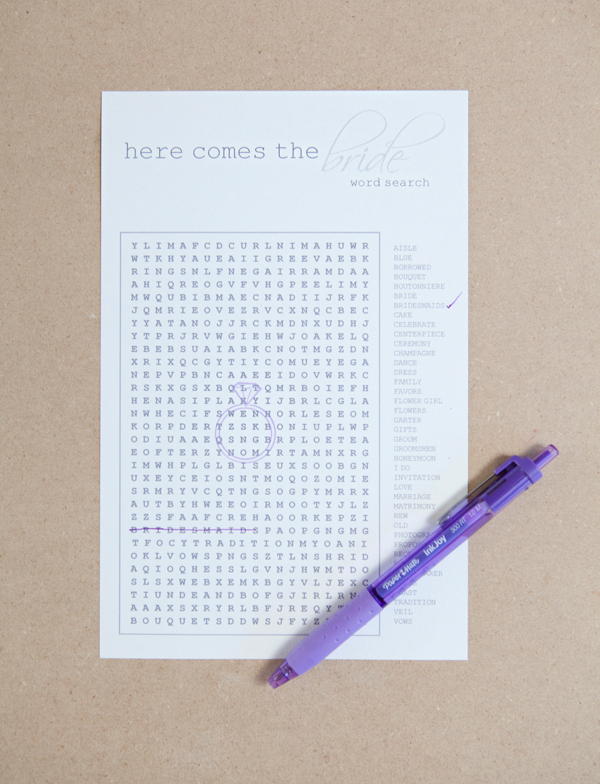 personalized bridal word search