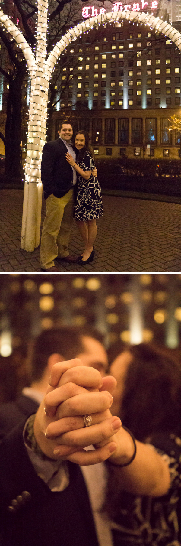 proposal in front of the Drake Hotel