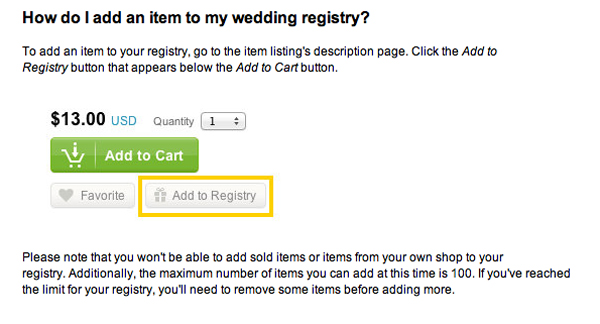 etsy wedding registry