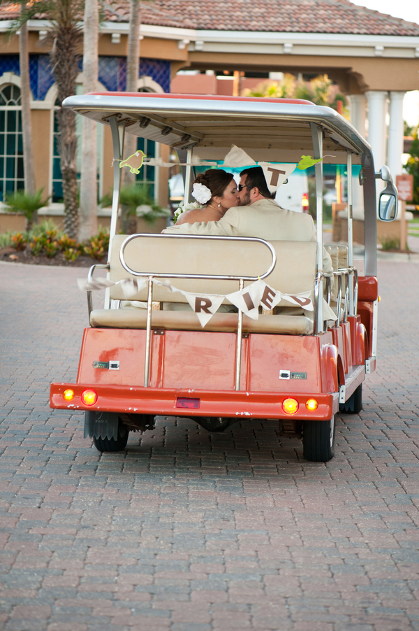 just married golf cart exit