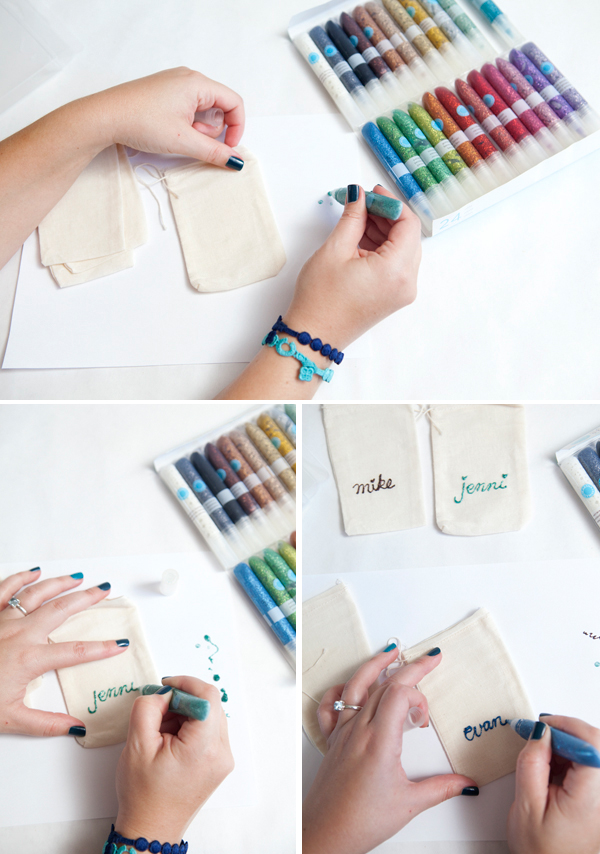 DIY kids wedding favor personalized alphabet crayons