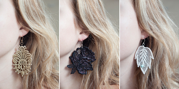 DIY lace applique earrings