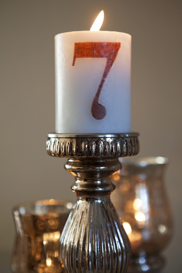 Tissue Paper Transfer Candle Table Numbers
