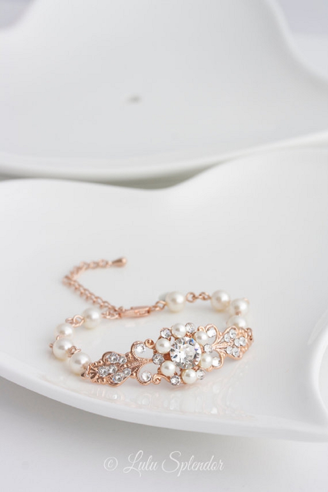 Gorgeous wedding day bracelet with rose gold and diamonds!