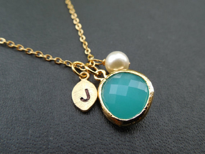 We love this monogramed necklace as a keepsake and your something blue!