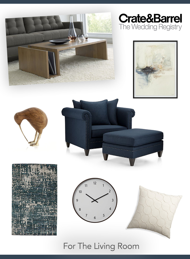 Our favorite Crate and Barrel wedding registry picks for the living room!