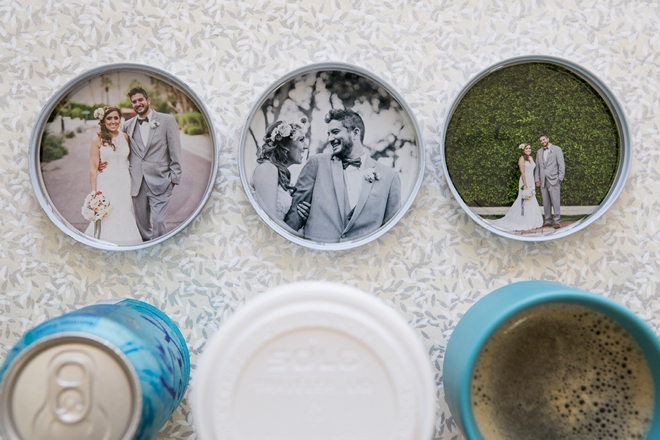 One piece mason jar lids, resin and photos make the most darling custom coasters!