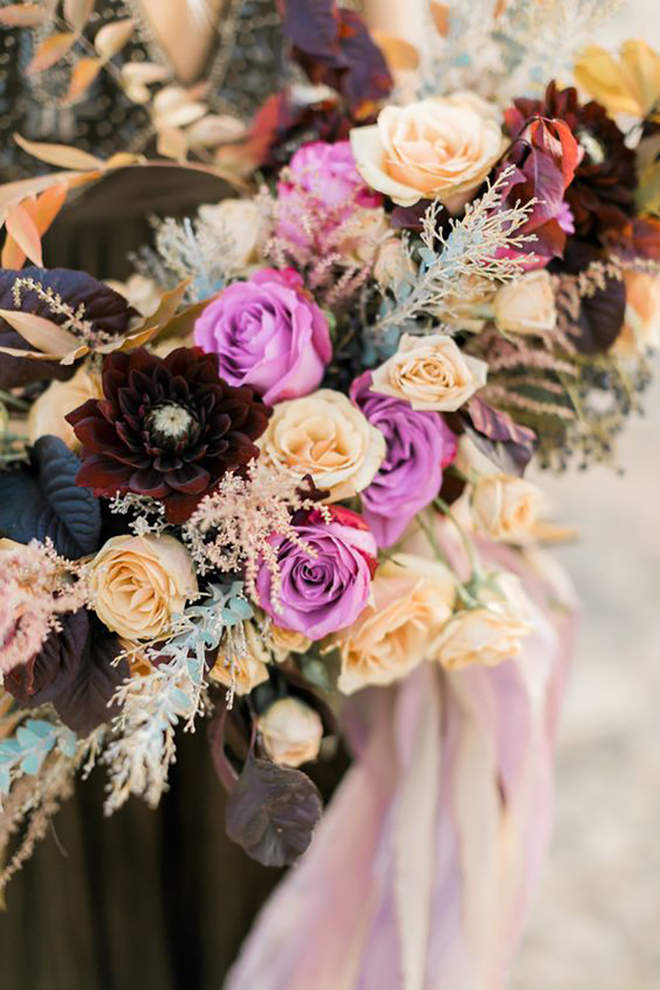Shades of purple fall bouquet.
