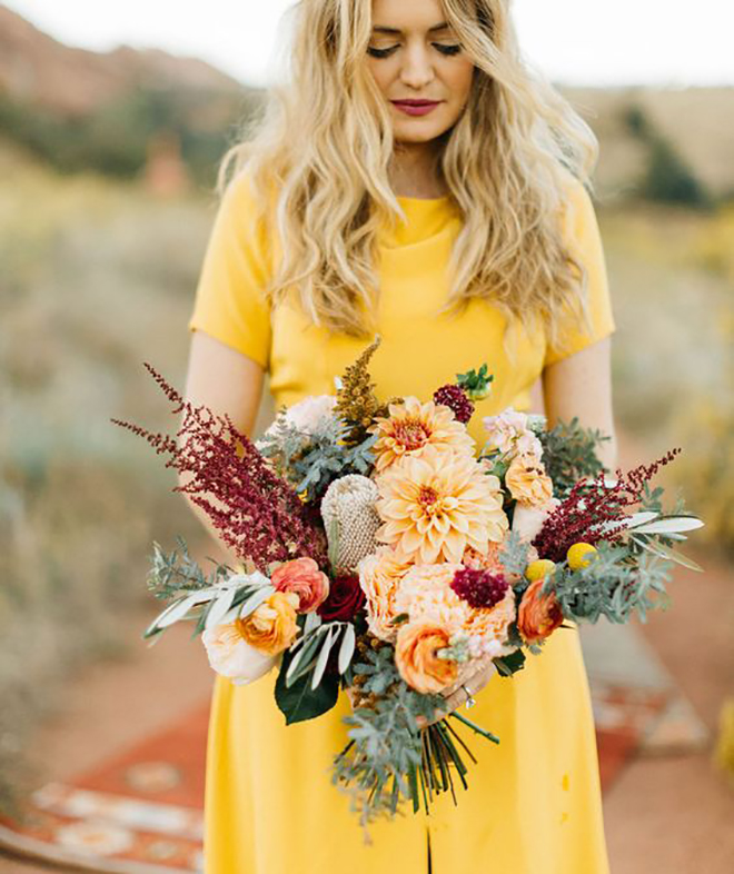 Fall colored bridal bouquet.