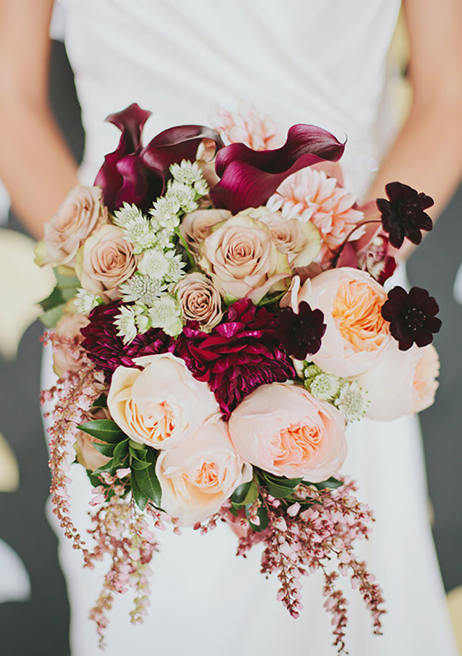 Red and peach fall bouquet.