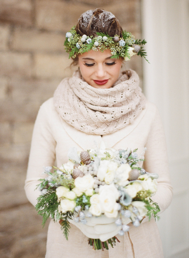 A winter greenery crown is so lovely for a winter fete. 