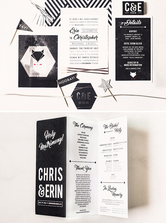 How AMAZING are these invitations the Bride + Groom DIY'd! SO fun!