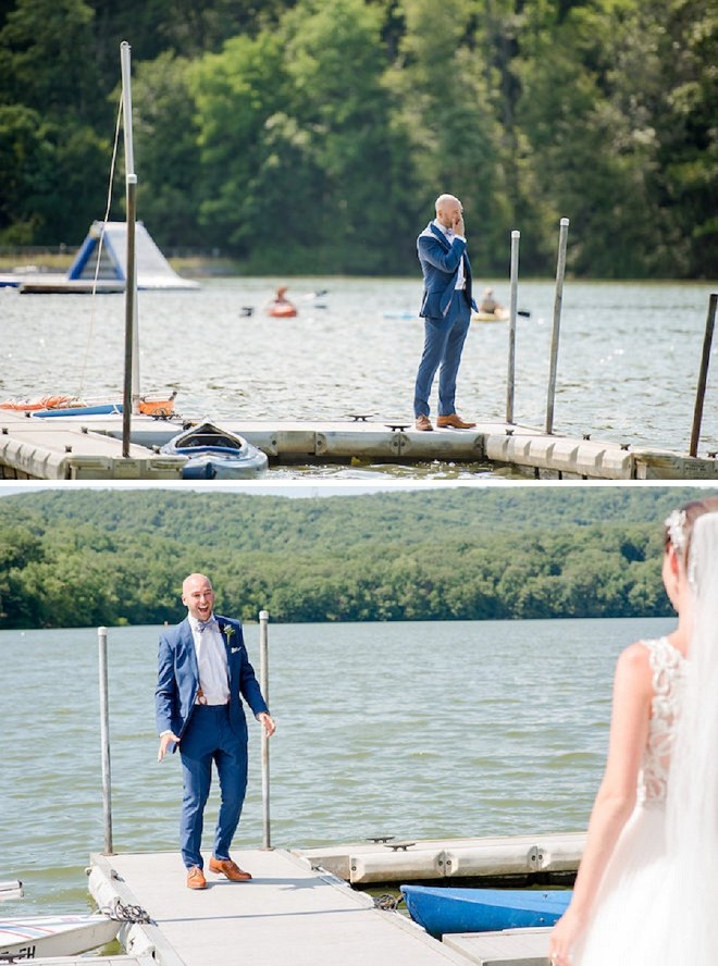 How darling is this Groom's reaction to his Bride at their first look! 