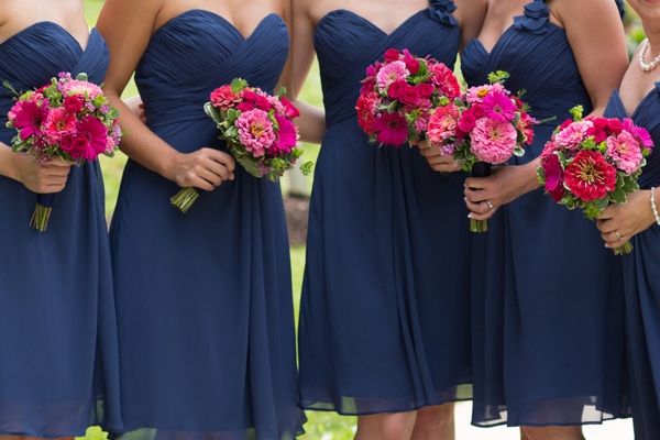 Beautiful pink and navy blue wedding at an arboretum
