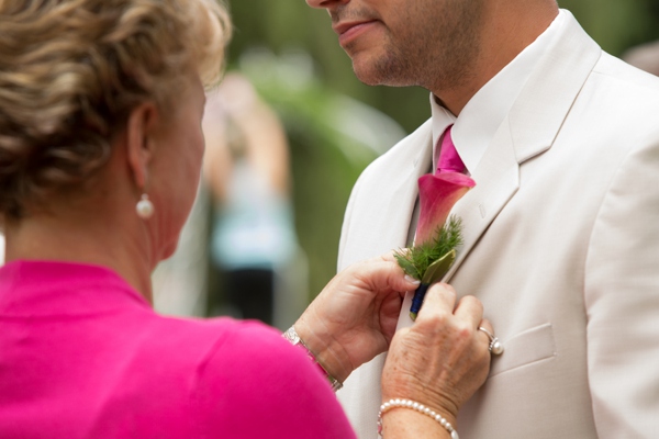 Beautiful pink and navy blue wedding at an arboretum