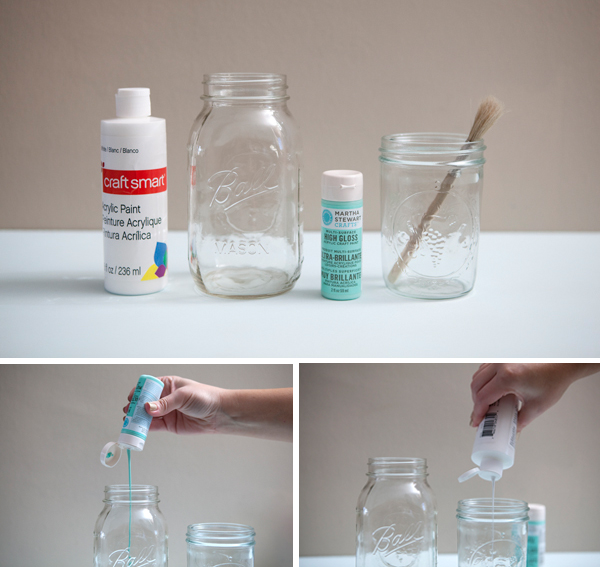 Something Turquoise DIY: hand painted glass jars