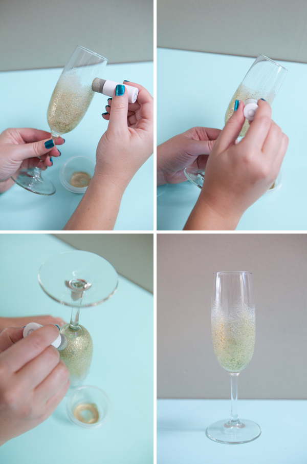 DIY Glitter Champagne Glasses