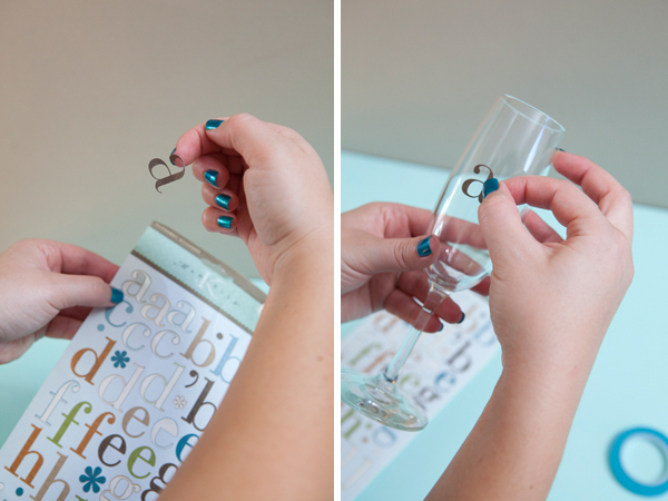 glam glitter champagne glass DIY by SomethingTurquoise.com