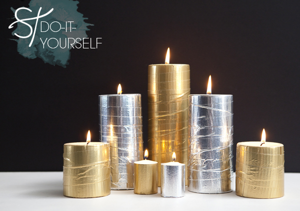 DIY  metallic Duck Tape candles - Something Turquoise {daily bridal  inspiration}