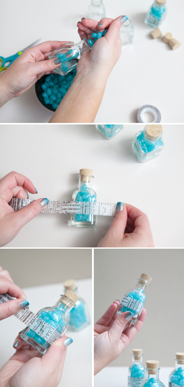 DIY candy jar favors with washi tape