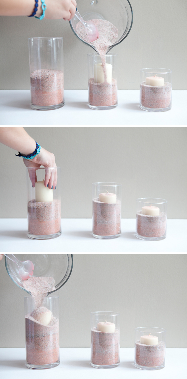 DIY ombre colored sand with food coloring