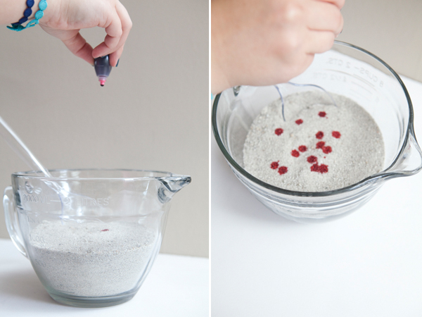 DIY ombre colored sand with food coloring