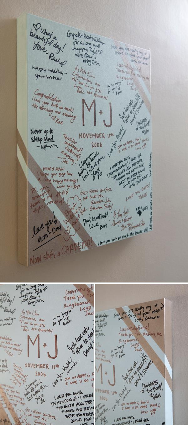 DIY personalized painted canvas guestbook