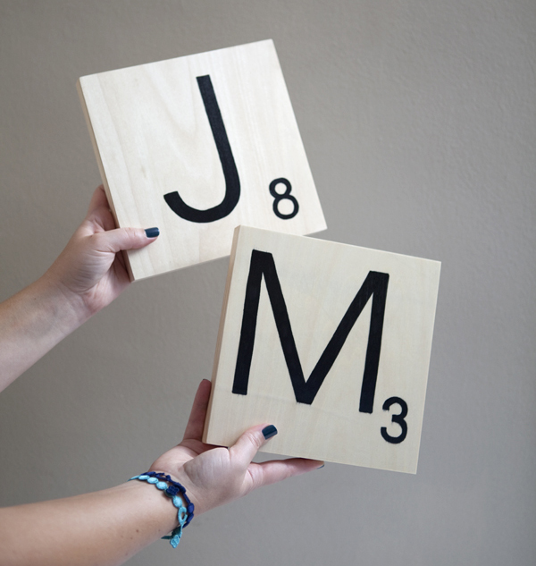 how to make giant scrabble tile table numbers