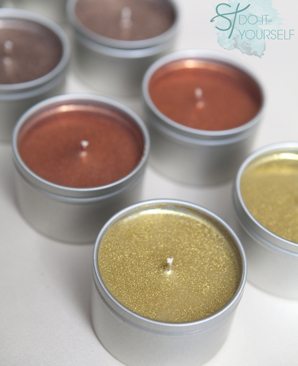 DIY poured glitter tin candles