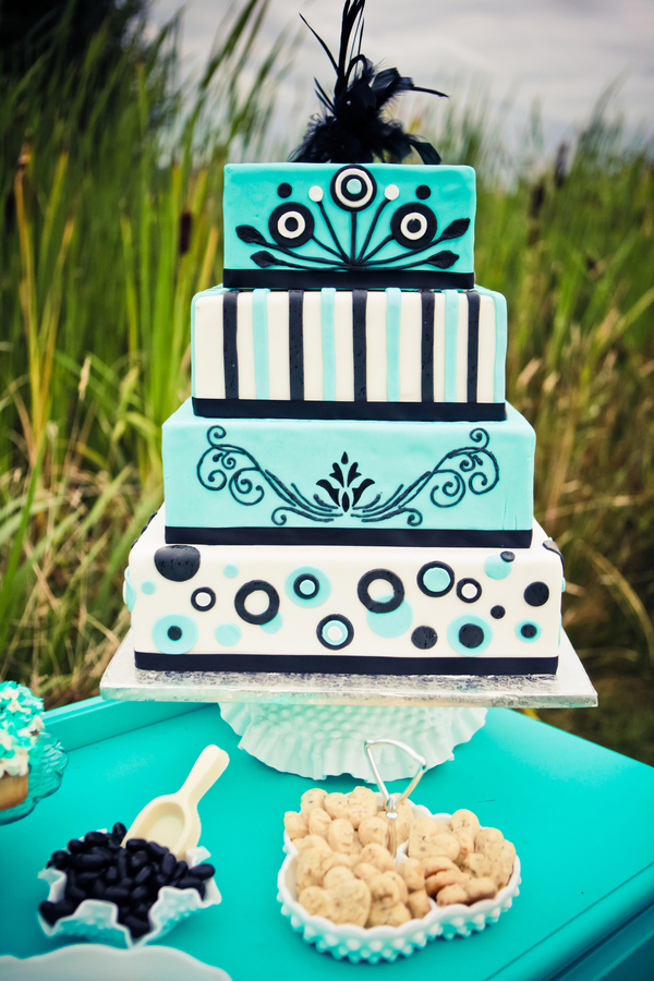 turquoise navy blue chevron wedding inspiration 