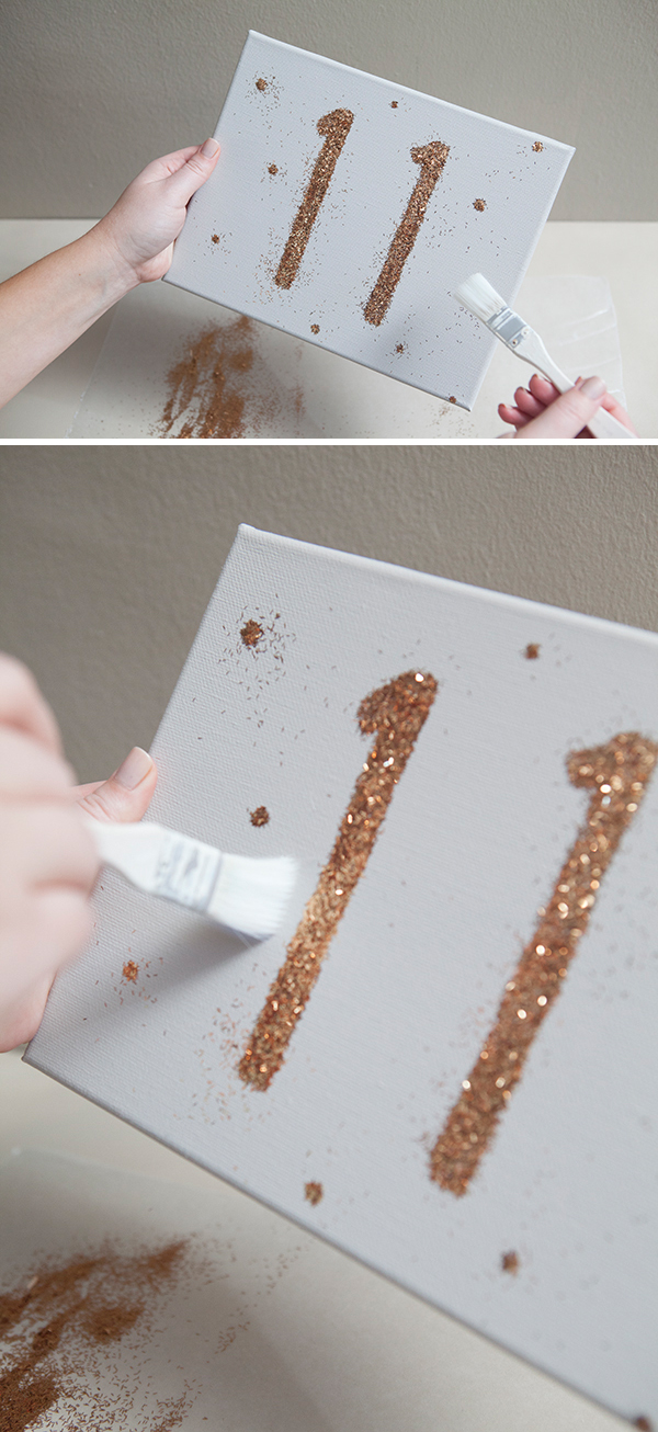 DIY glitter table numbers