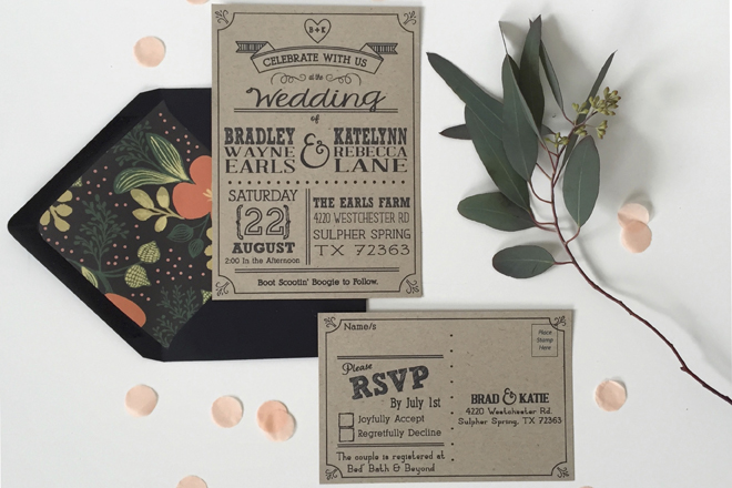 Kraft wedding invitations