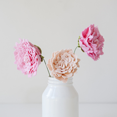 Wool Felt Fabric Flowers - Simply Pink Collection - Felt Flowers