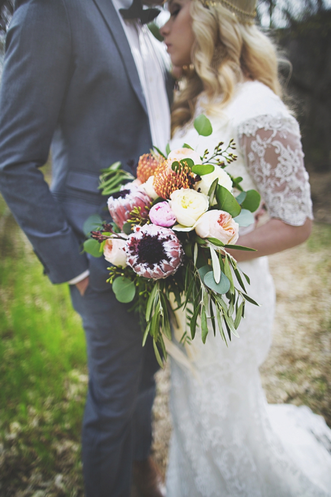Gorgeous protea wedding bouquet