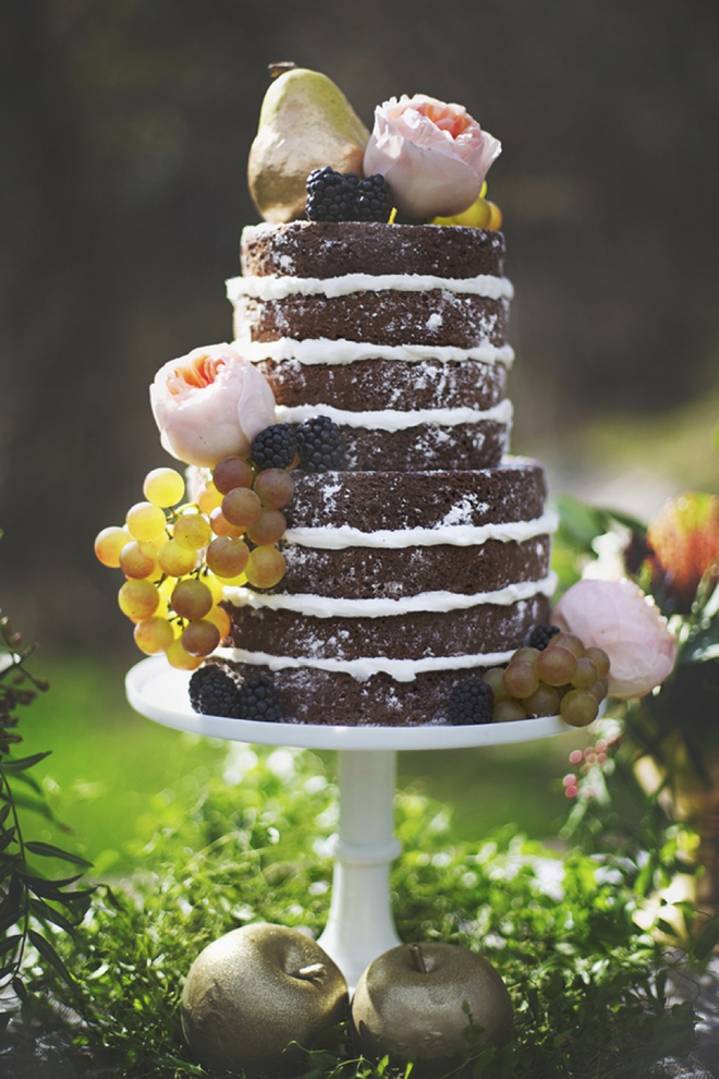 Beautiful chocolate naked wedding cake