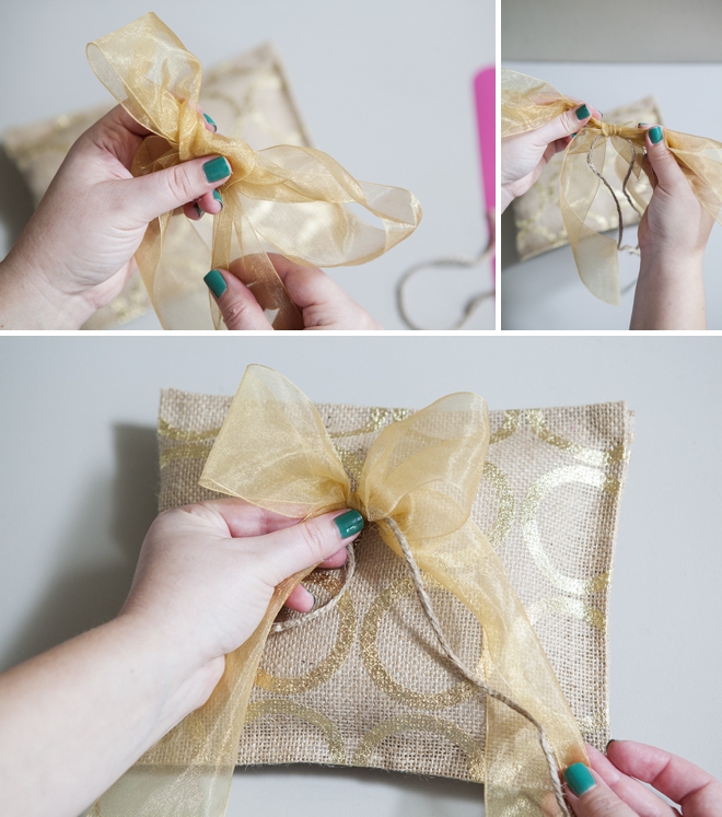 How to easily make a burlap ring bearer pillow...