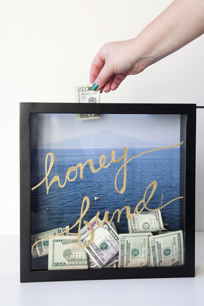 How to make a honeymoon fund shadowbox savings frame!