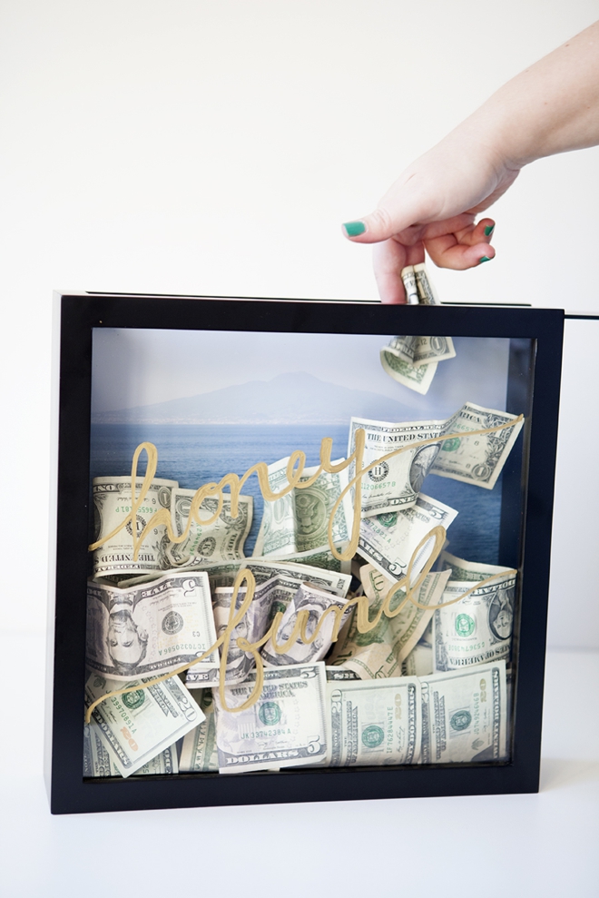 How to make a honeymoon fund shadowbox savings frame!
