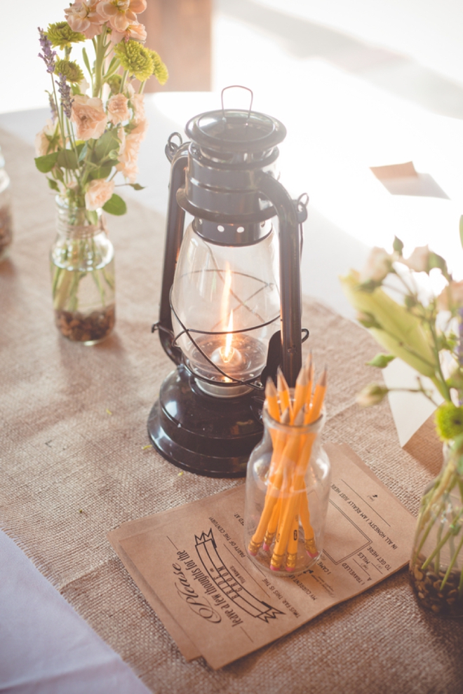 Rustic wedding decor with lanterns
