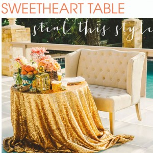 Glittery sweetheart table ideas!