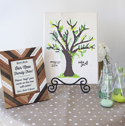 DIY Wedding: painted tree guest book idea!