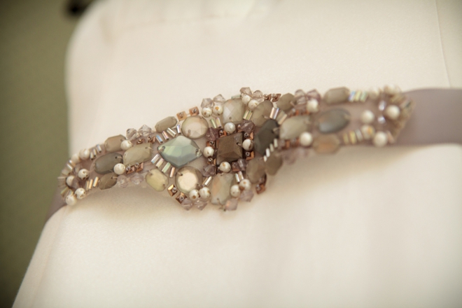 Handmade stone and sequin wedding sash