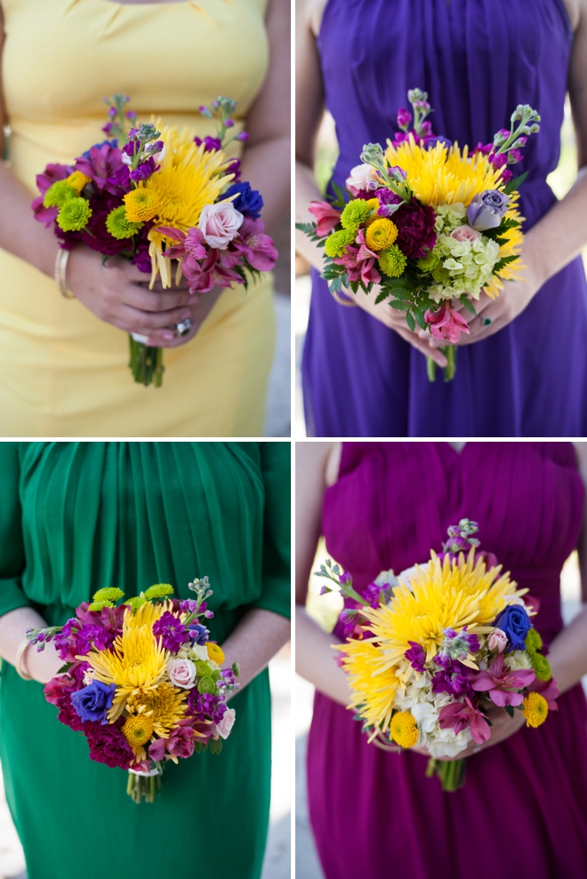 Fiesta themed bridesmaids and their bouquets