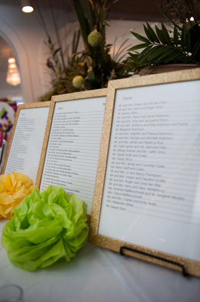 Seating chart frames